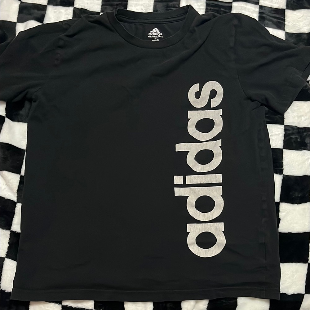 Adidas Black Tee with Vertical White Logo